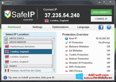 צילום מסך SafeIP Windows 8.1