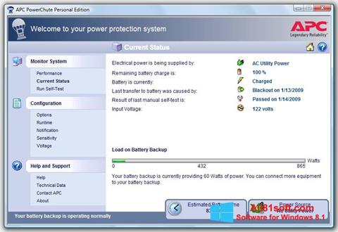 צילום מסך PowerChute Personal Edition Windows 8.1