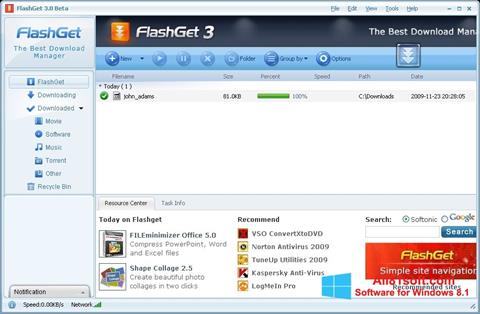צילום מסך FlashGet Windows 8.1