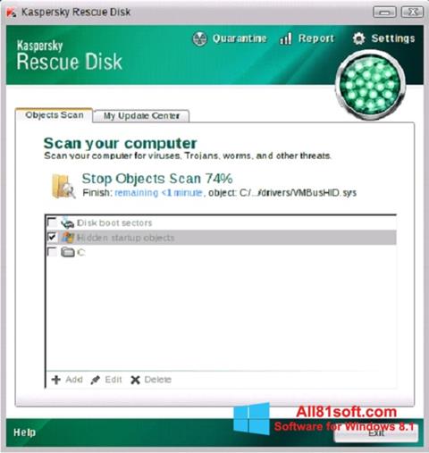 צילום מסך Kaspersky Rescue Disk Windows 8.1