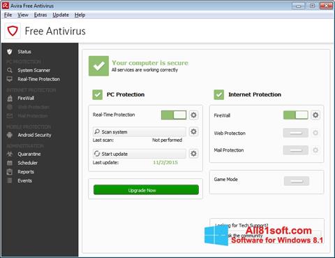 צילום מסך Avira Free Antivirus Windows 8.1