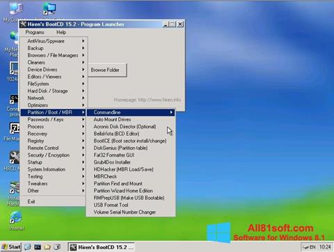 צילום מסך Hirens Boot CD Windows 8.1