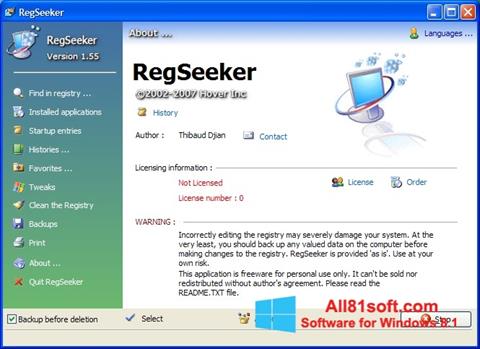צילום מסך RegSeeker Windows 8.1