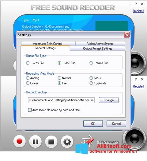 צילום מסך Free Sound Recorder Windows 8.1