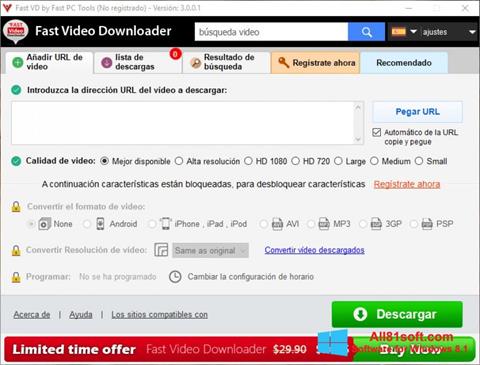 צילום מסך Fast Video Downloader Windows 8.1