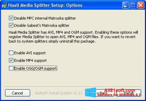 צילום מסך Haali Media Splitter Windows 8.1