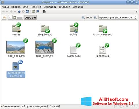 צילום מסך Dropbox Windows 8.1