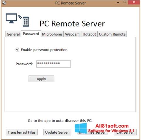 צילום מסך PC Remote Server Windows 8.1