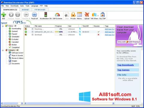 צילום מסך Download Accelerator Plus Windows 8.1