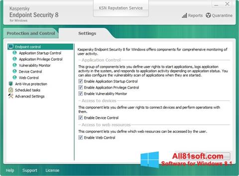 צילום מסך Kaspersky Endpoint Security Windows 8.1