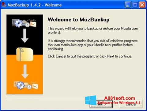 צילום מסך MozBackup Windows 8.1