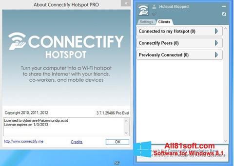 צילום מסך Connectify Hotspot Windows 8.1