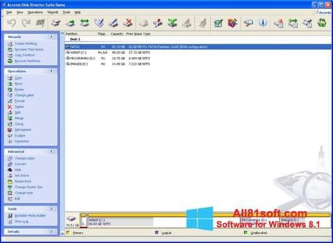 צילום מסך Acronis Disk Director Suite Windows 8.1