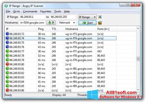 צילום מסך Angry IP Scanner Windows 8.1