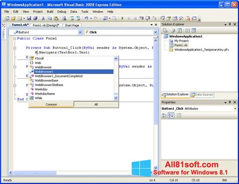 צילום מסך Microsoft Visual Basic Windows 8.1