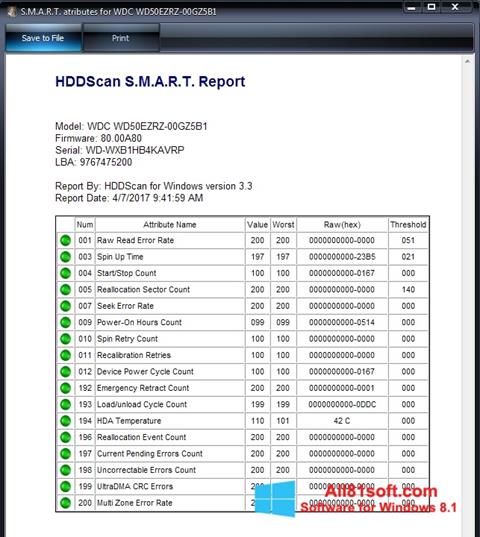 צילום מסך HDDScan Windows 8.1