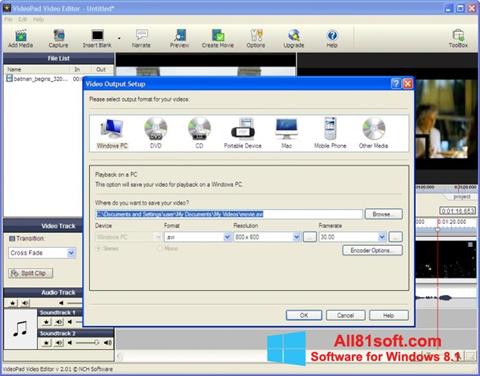 צילום מסך VideoPad Video Editor Windows 8.1