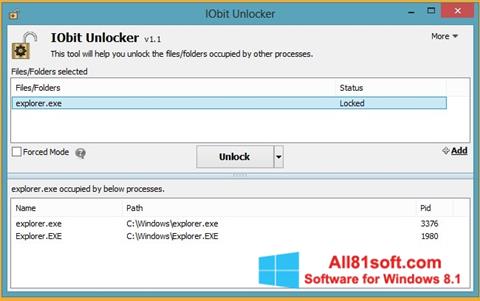 צילום מסך IObit Unlocker Windows 8.1