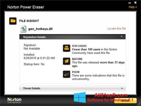 צילום מסך Norton Power Eraser Windows 8.1
