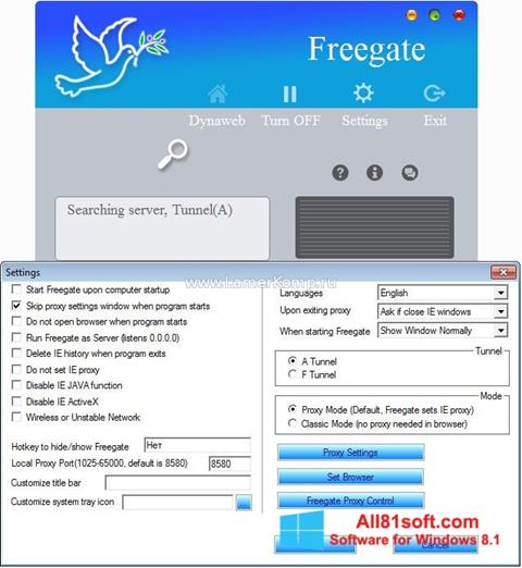 צילום מסך Freegate Windows 8.1