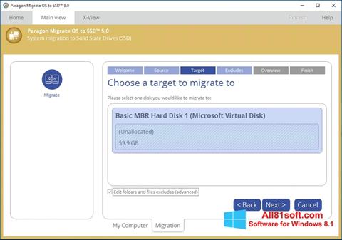 צילום מסך Paragon Migrate OS to SSD Windows 8.1