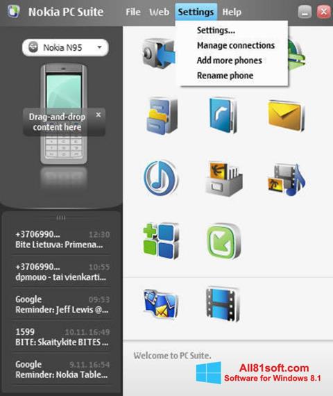 צילום מסך Nokia PC Suite Windows 8.1