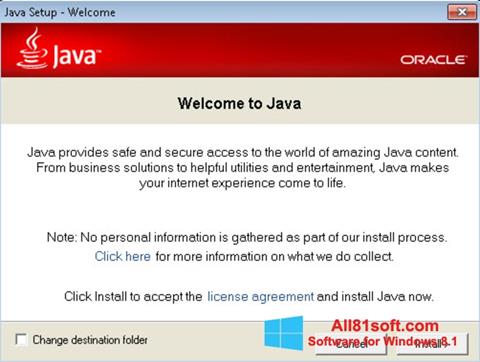 צילום מסך Java Runtime Environment Windows 8.1