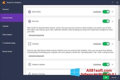 צילום מסך Avast! Pro Antivirus Windows 8.1