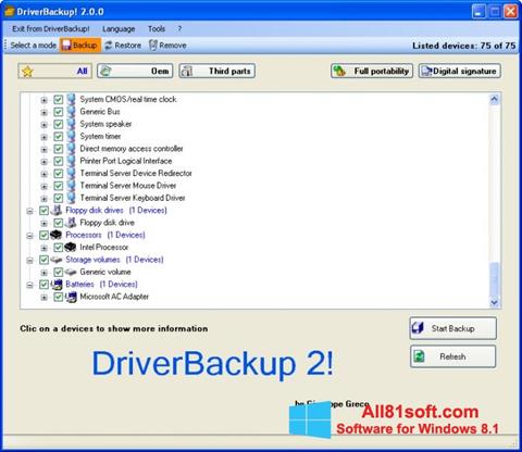 צילום מסך Driver Backup Windows 8.1