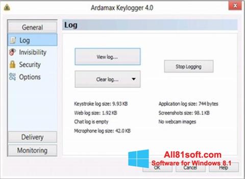 צילום מסך Ardamax Keylogger Windows 8.1